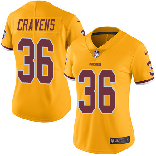 Women's Limited Su'a Cravens Nike Jersey Gold - #36 Rush NFL Washington Redskins